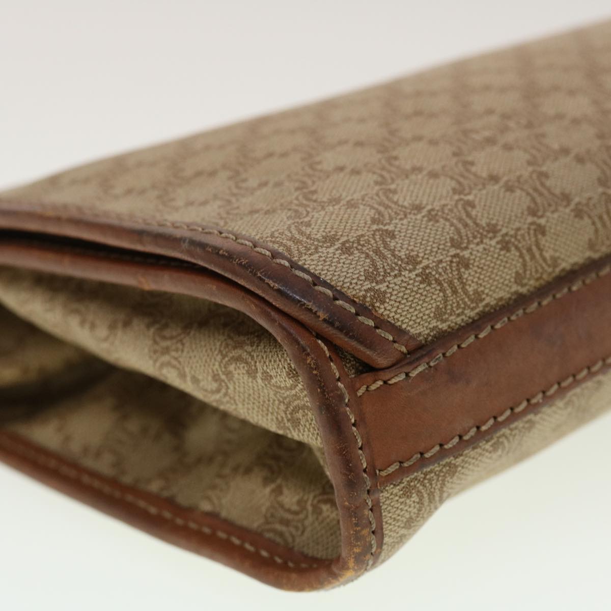 Celine Macadam Canvas Clutch Bag PVC Leather Beige  45077