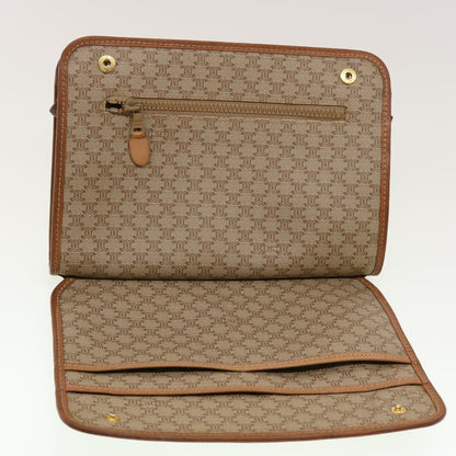 Celine Macadam Canvas Clutch Bag PVC Leather Beige  45077