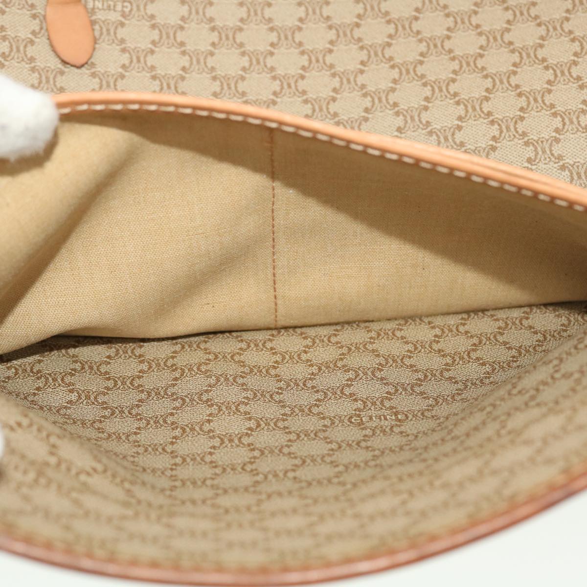 Celine Macadam Canvas Clutch Bag PVC Leather Beige  45077