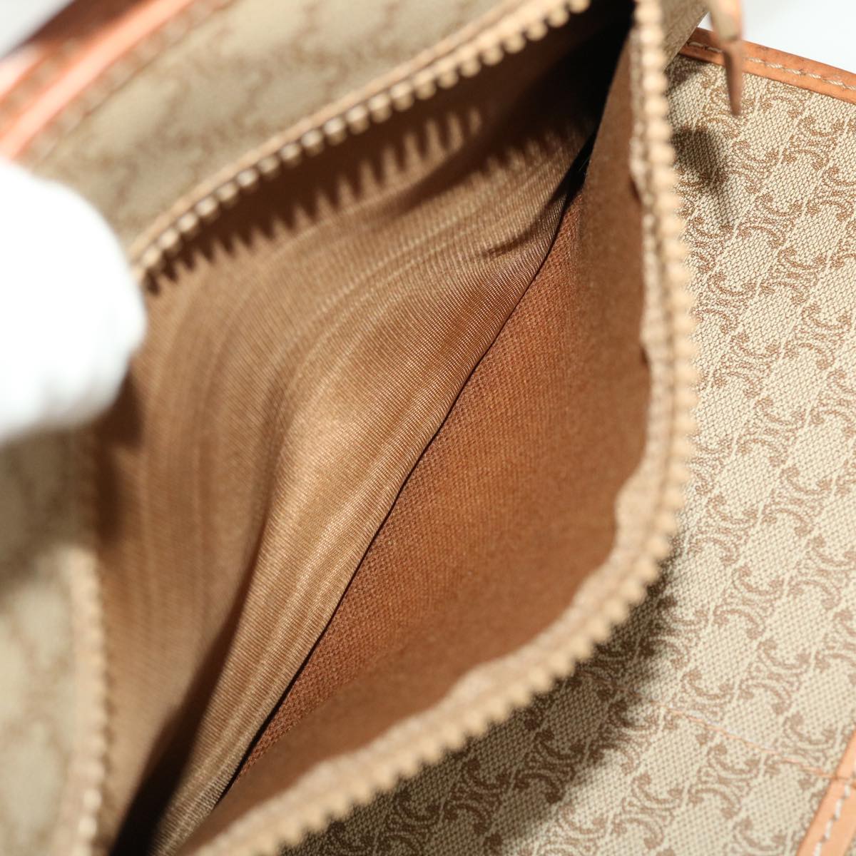 Celine Macadam Canvas Clutch Bag PVC Leather Beige  45077