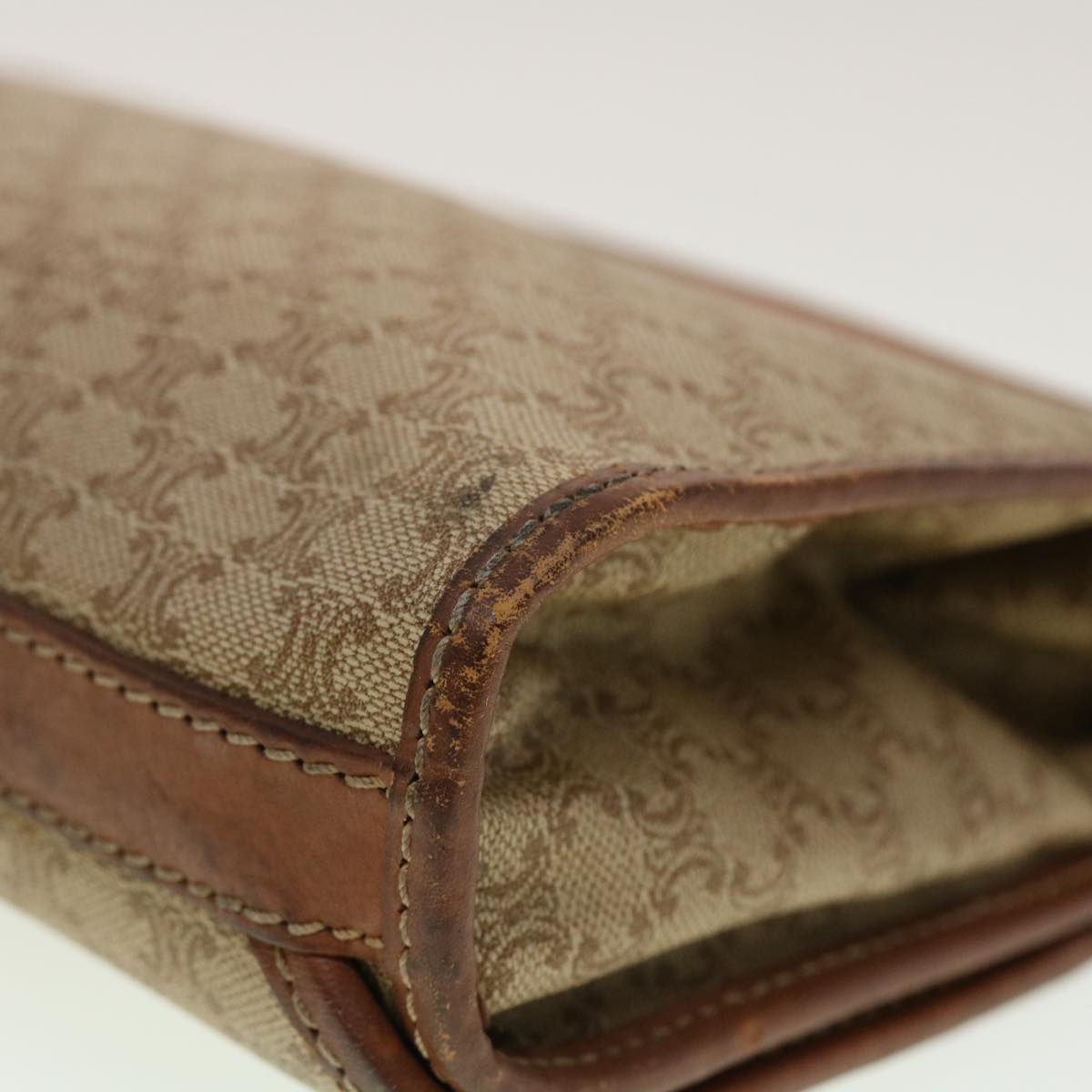 Celine Macadam Canvas Clutch Bag PVC Leather Beige  45077