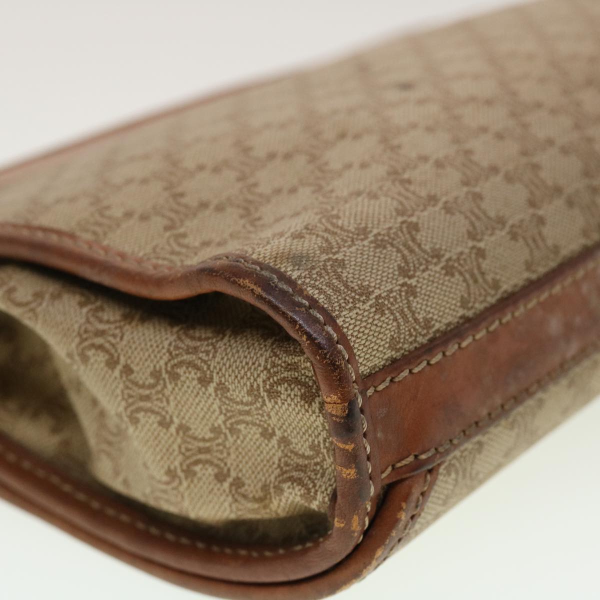 Celine Macadam Canvas Clutch Bag PVC Leather Beige  45077