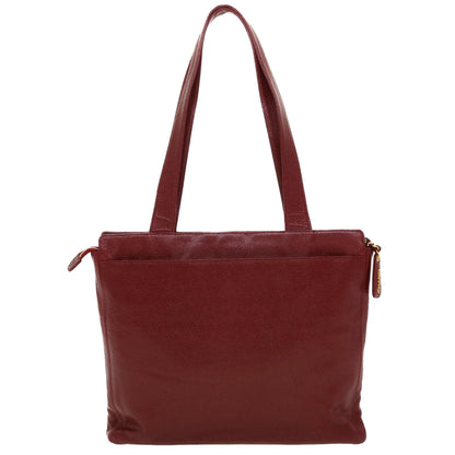 Chanel Shoulder Bag Caviar Skin Red CC Auth 45089