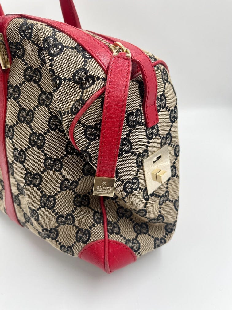 Vintage Gucci Abbey Boston Bag in GG Canvas