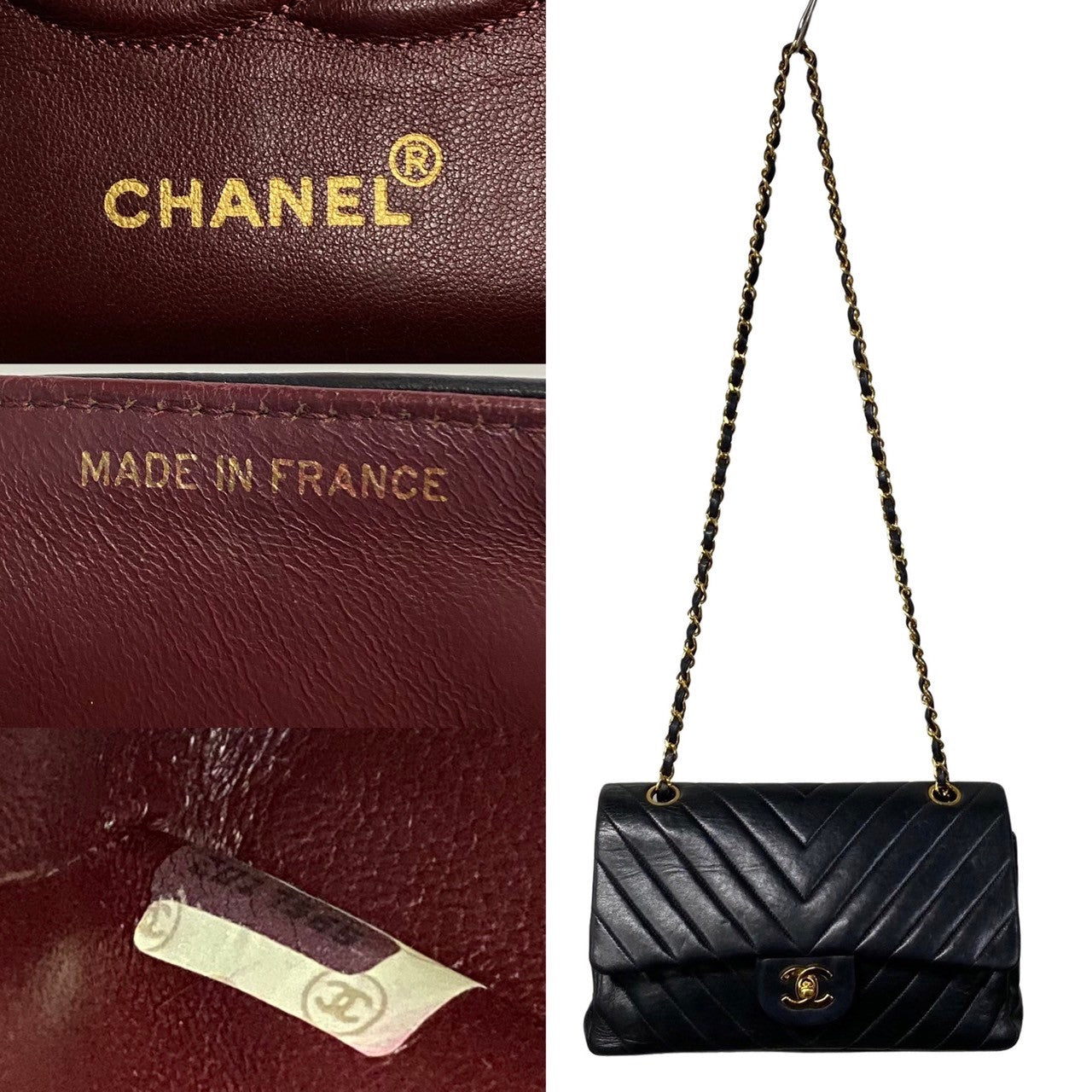 Chanel Chevron Classic Double Flap Bag Leather Crossbody Bag in Good condition