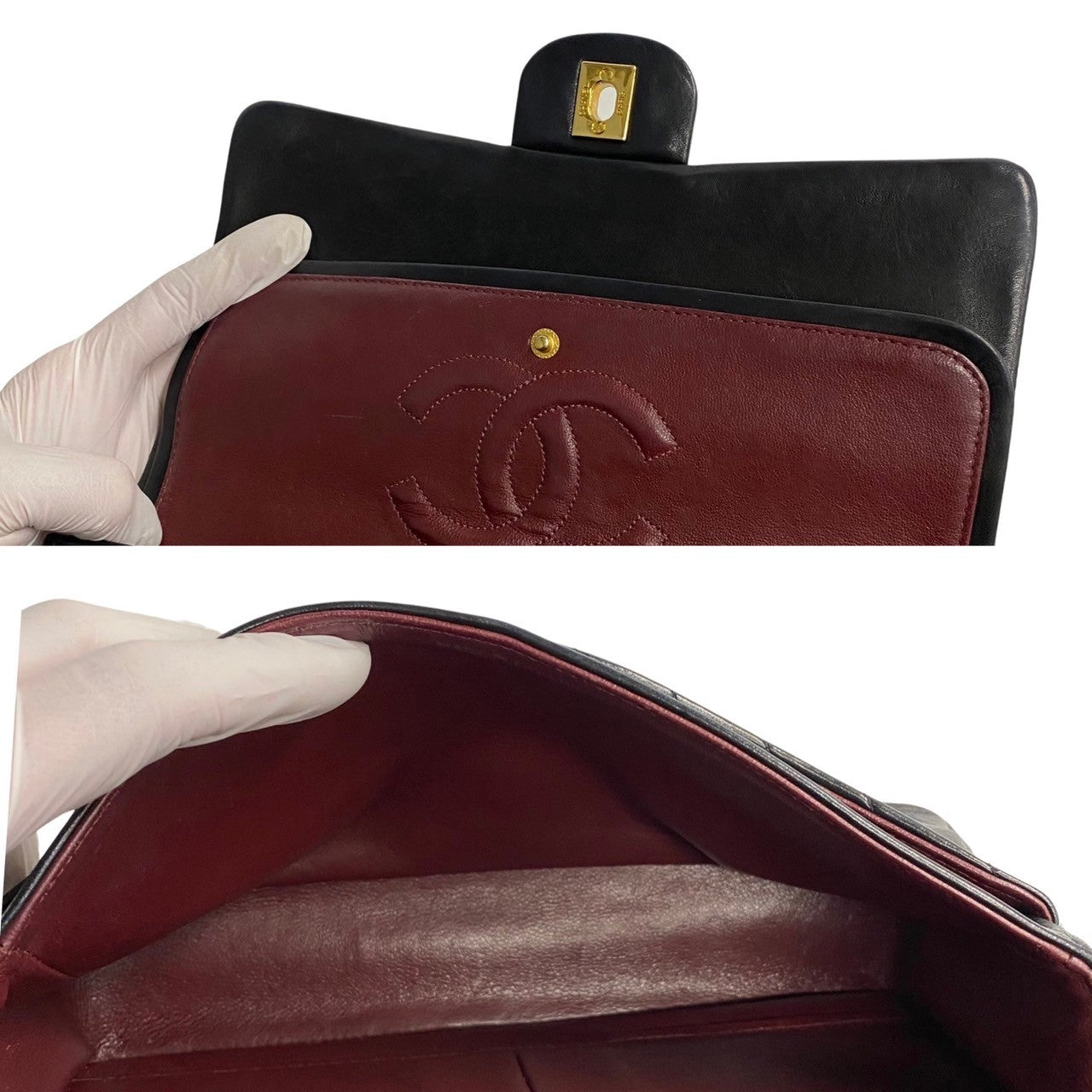 Chanel Chevron Classic Double Flap Bag Leather Crossbody Bag in Good condition