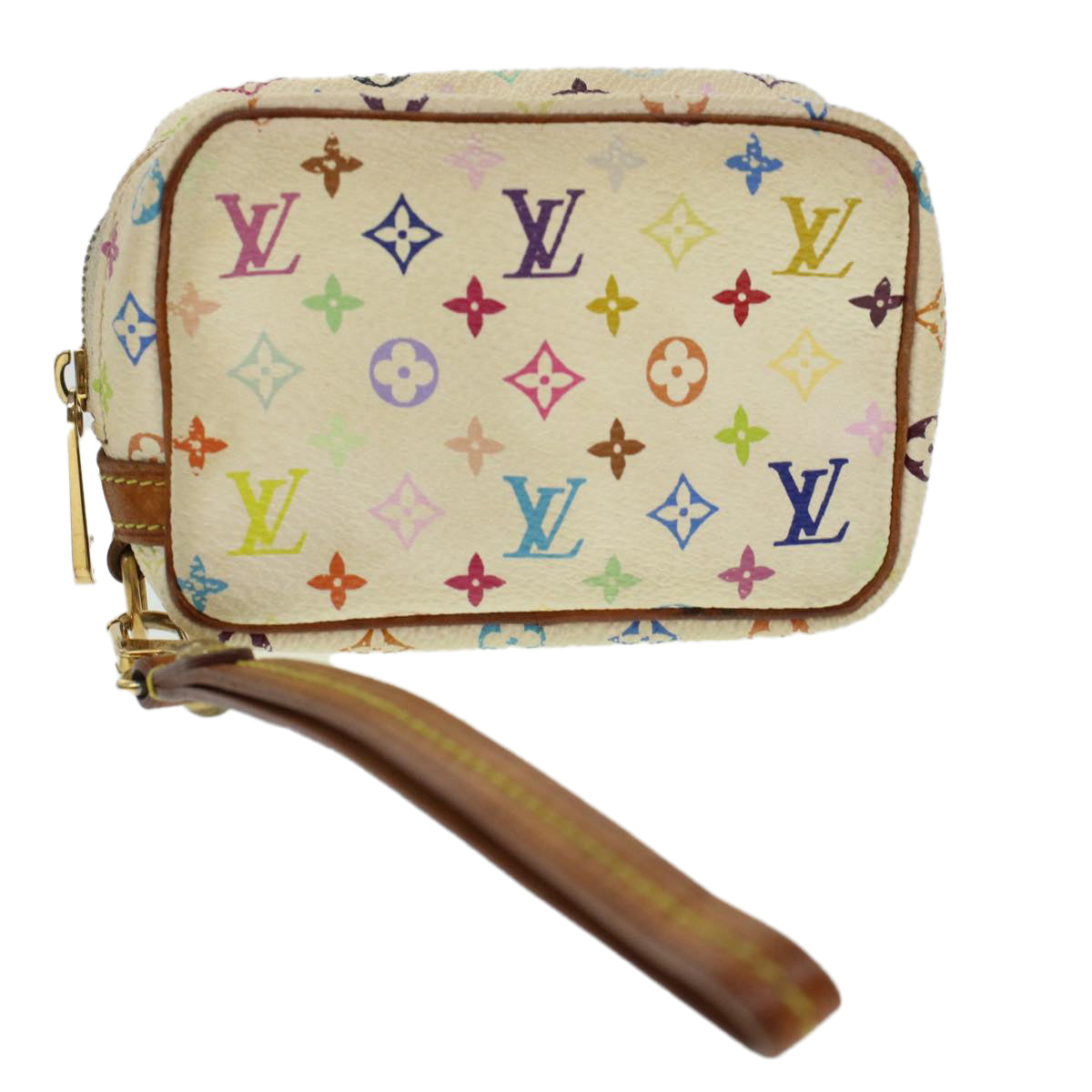 Louis Vuitton Monogram Multicolor Trousse Wapity Pouch White M58033 Auth 45246