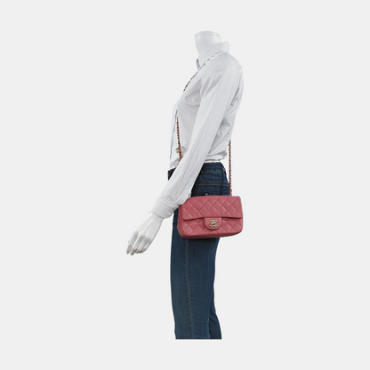 Chanel Classic Flap Rectangular Mini Pink Lambskin Gold Hardware 2014