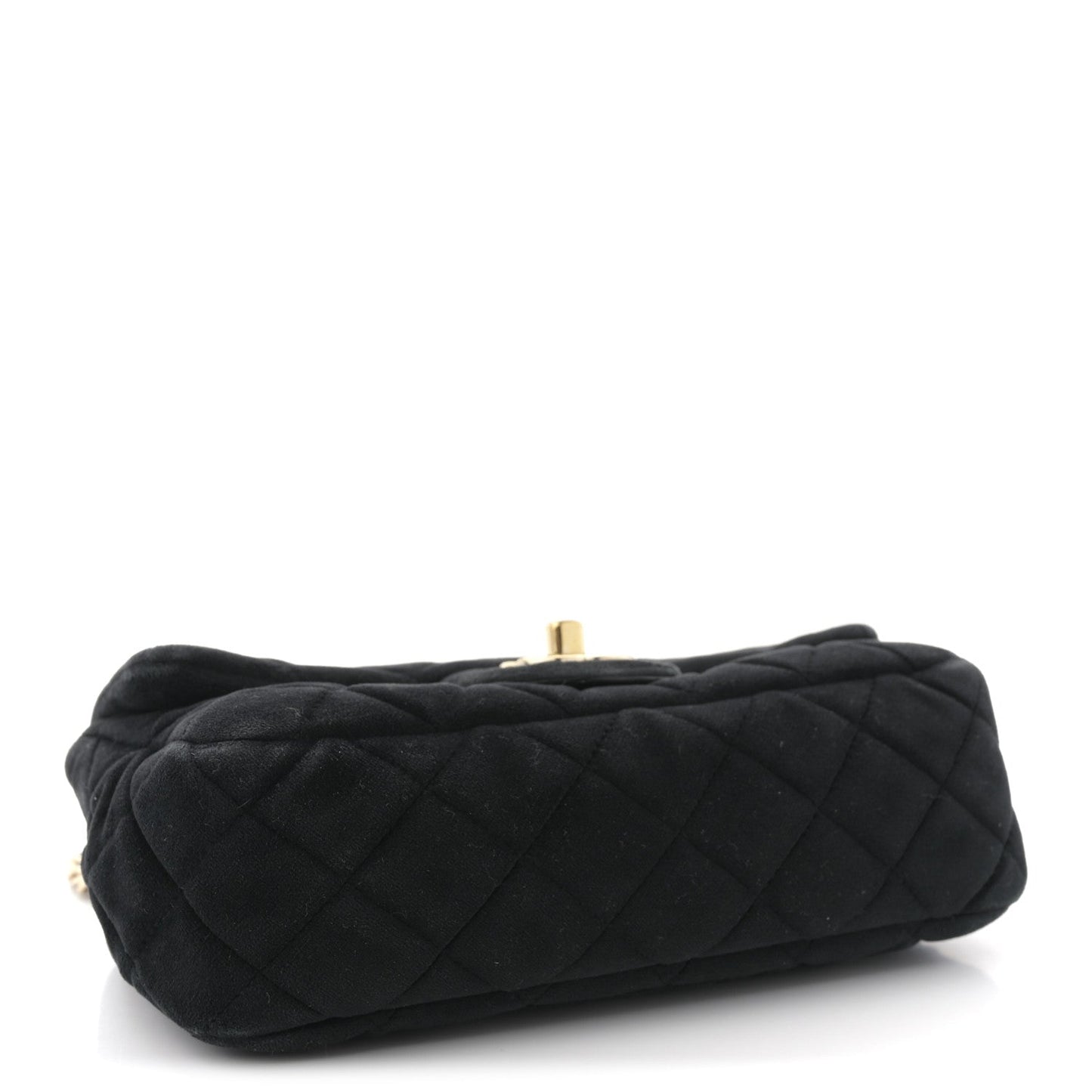 Velvet Quilted Mini Rectangular Pearl Crush Flap Black