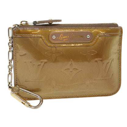 LOUIS VUITTON Monogram Vernis Pochette Cle NM Coin Purse Beige M91763 Auth 45448