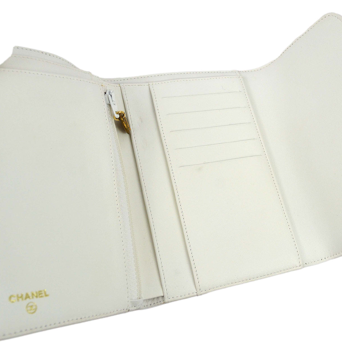 Chanel White Caviar Wallet Purse