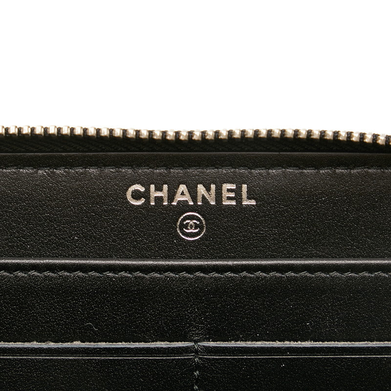 CHANEL Long Zip Wallet in Tweed Denim Blue