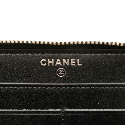 CHANEL Long Zip Wallet in Tweed Denim Blue