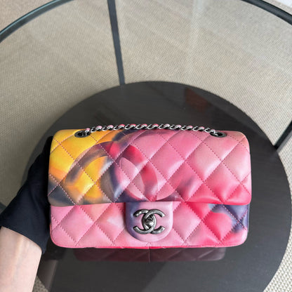 Chanel Classic Flap Seasonal - Small 22CM Flower Power Flap Ruthenium Silver Hardware Series 21