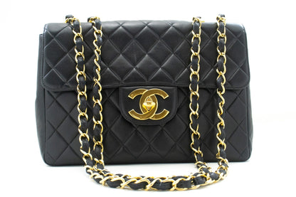 Chanel Classic Large " Chain Shoulder Bag New Black Lambskin