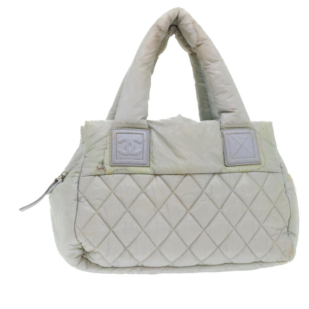 Chanel Hand Bag Nylon Gray CC Auth 45853