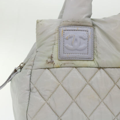 Chanel Hand Bag Nylon Gray CC Auth 45853