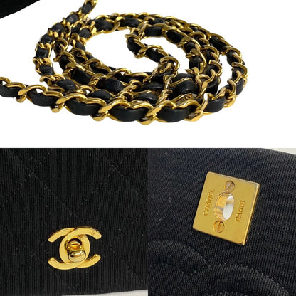 Chanel CC Satin Jersey Full Flap Bag Canvas Crossbody Bag in Good condition