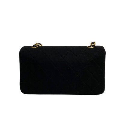 Chanel CC Satin Jersey Full Flap Bag Canvas Crossbody Bag in Good condition