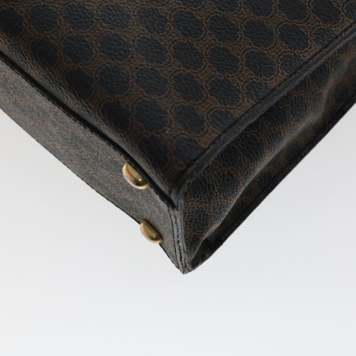 Celine Macadam Canvas Hand Bag PVC Leather Black  45906