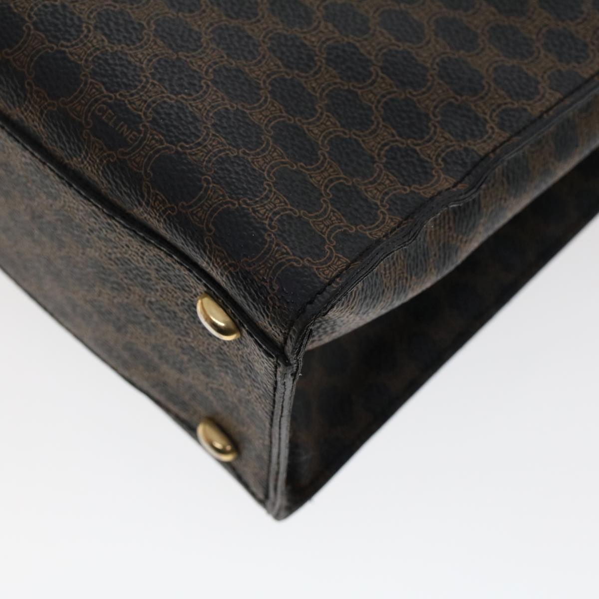Celine Macadam Canvas Hand Bag PVC Leather Black  45906