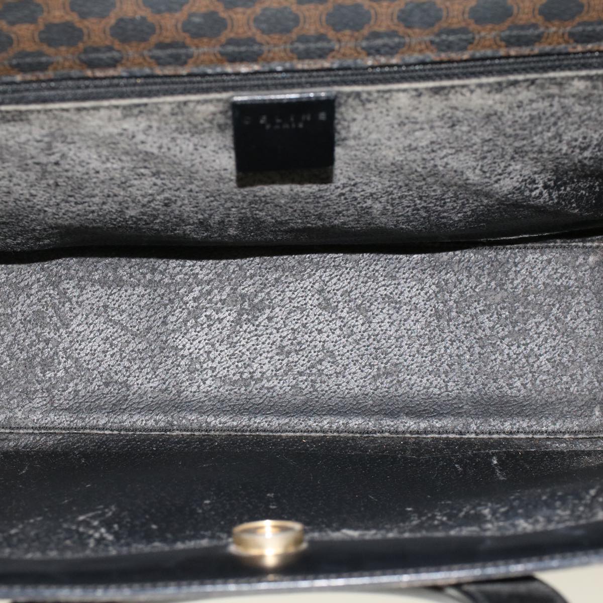 Celine Macadam Canvas Hand Bag PVC Leather Black  45906