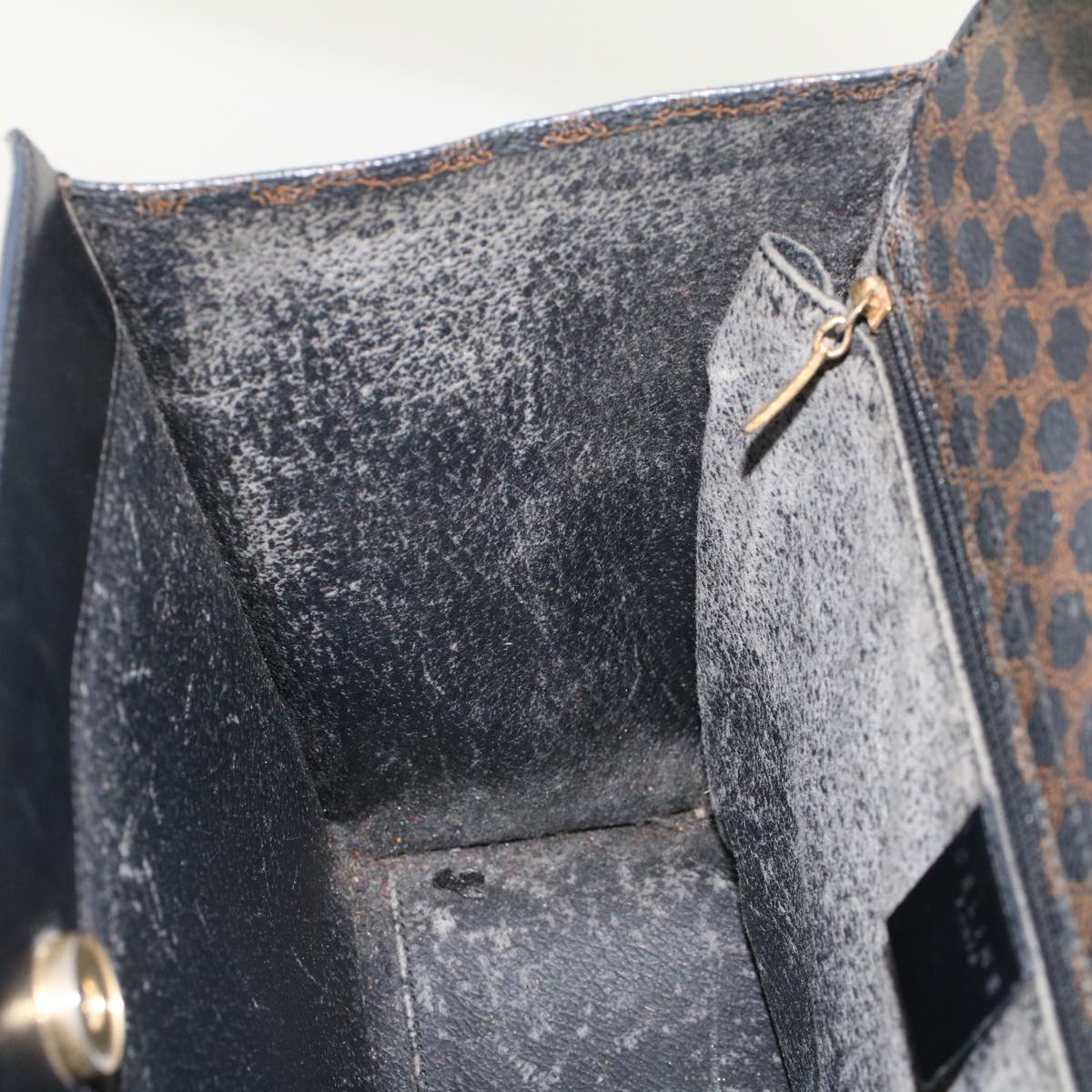 Celine Macadam Canvas Hand Bag PVC Leather Black  45906