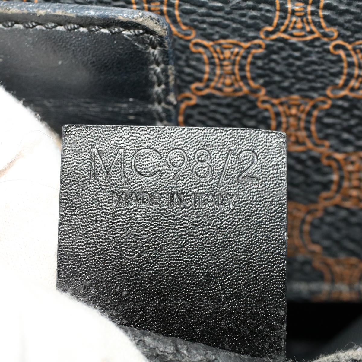 Celine Macadam Canvas Hand Bag PVC Leather Black  45906