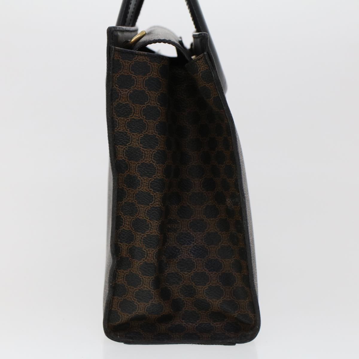 Celine Macadam Canvas Hand Bag PVC Leather Black  45906