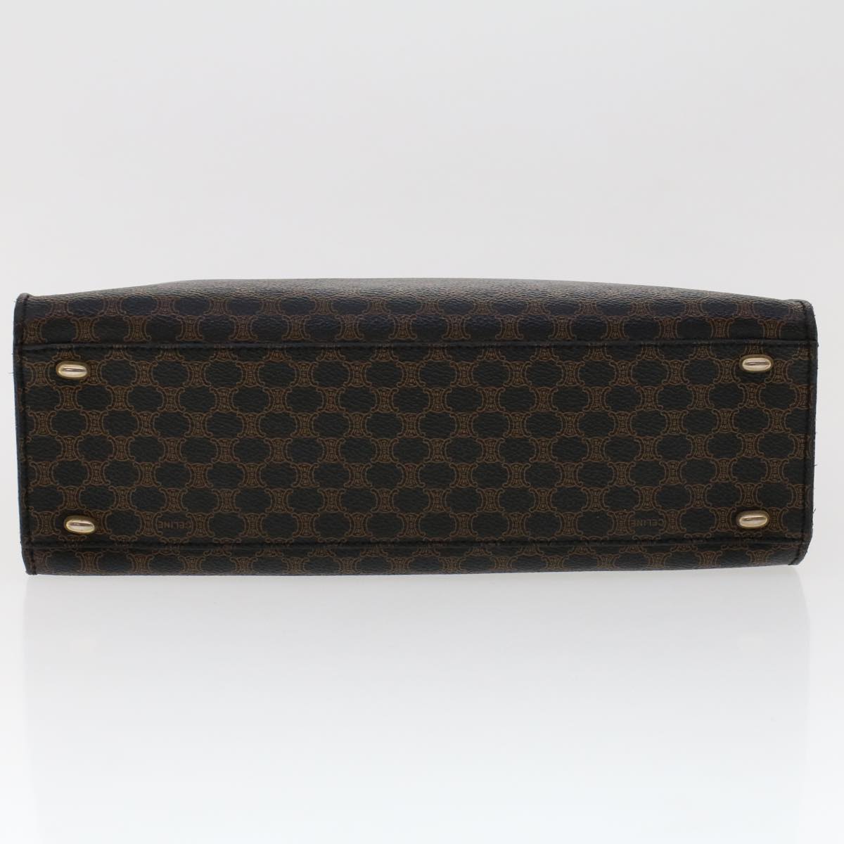 Celine Macadam Canvas Hand Bag PVC Leather Black  45906