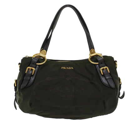 Prada Shoulder Bag Nylon Leather Khaki  45919