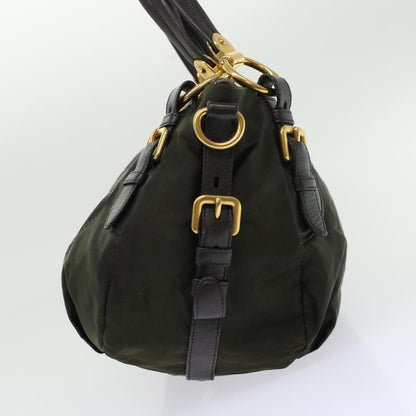 Prada Shoulder Bag Nylon Leather Khaki  45919