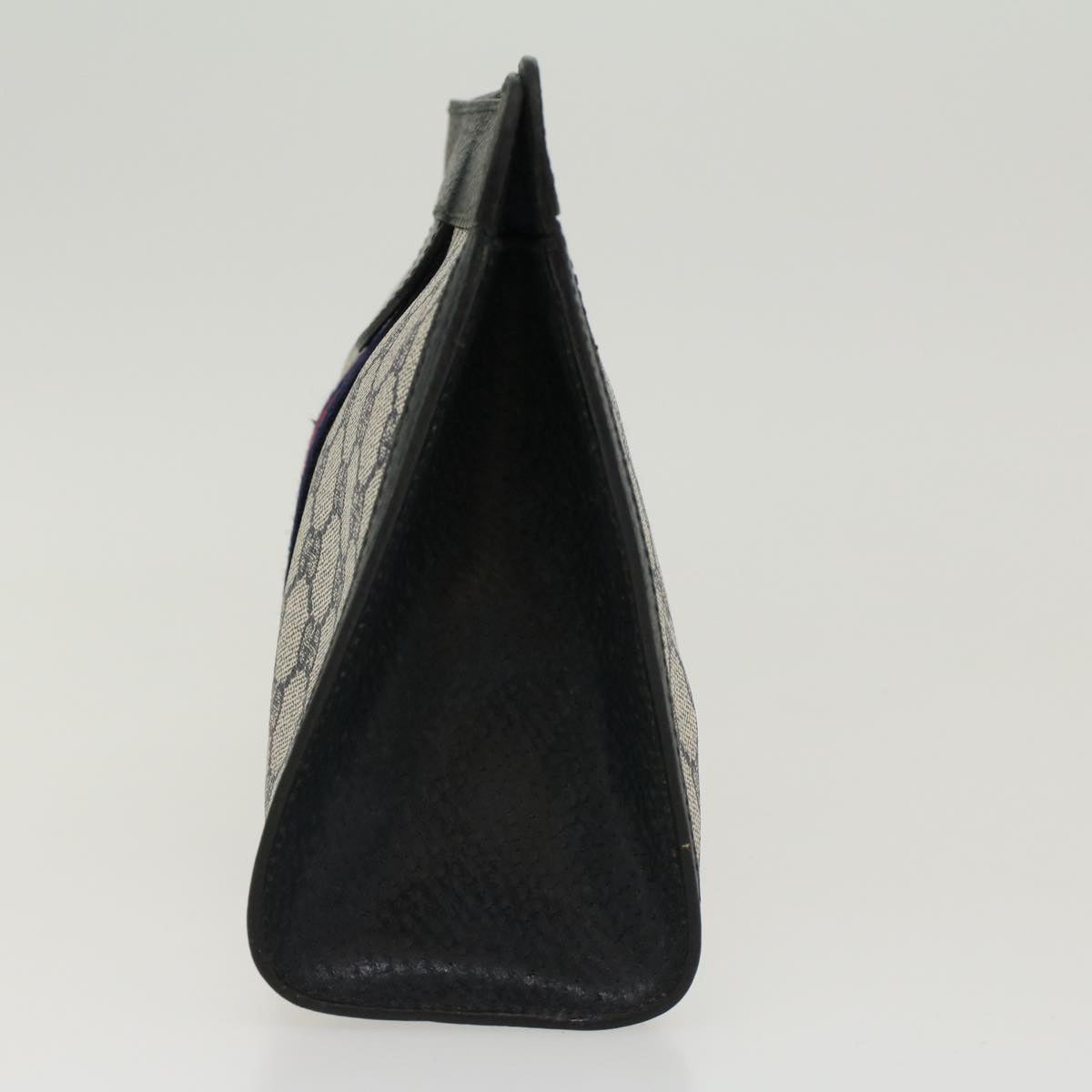 GUCCI GG Canvas Sherry Line Clutch Bag Gray Red Navy 89.01.002  45958