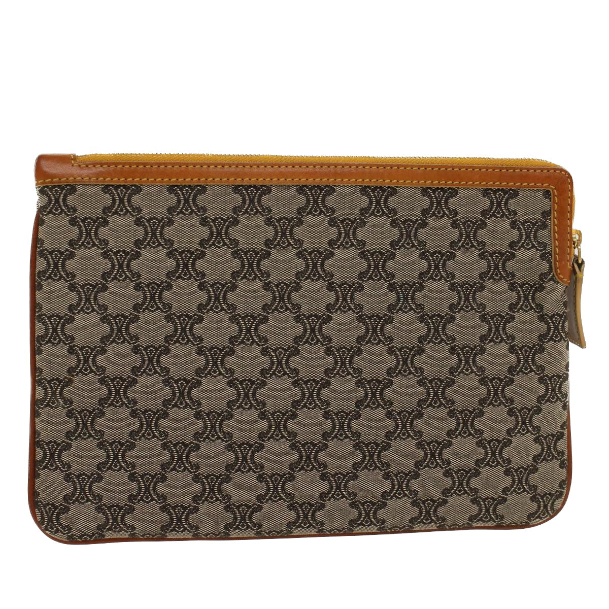 Celine Paris Macadam Clutch Bag Canvas Leather Beige Brown  45981