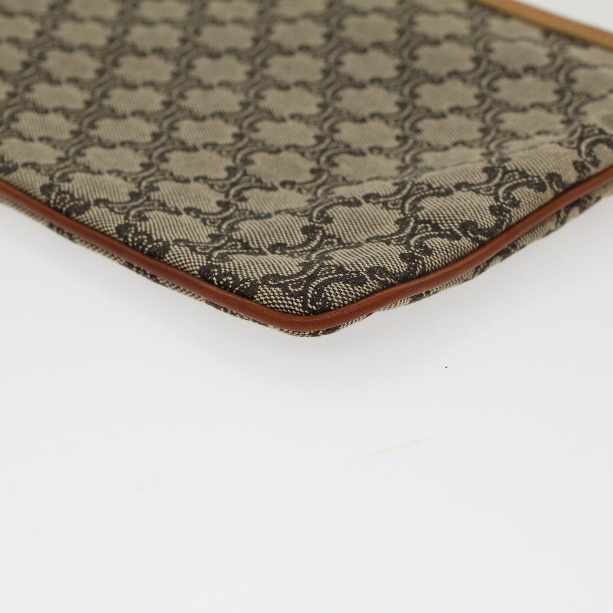 Celine Paris Macadam Clutch Bag Canvas Leather Beige Brown  45981