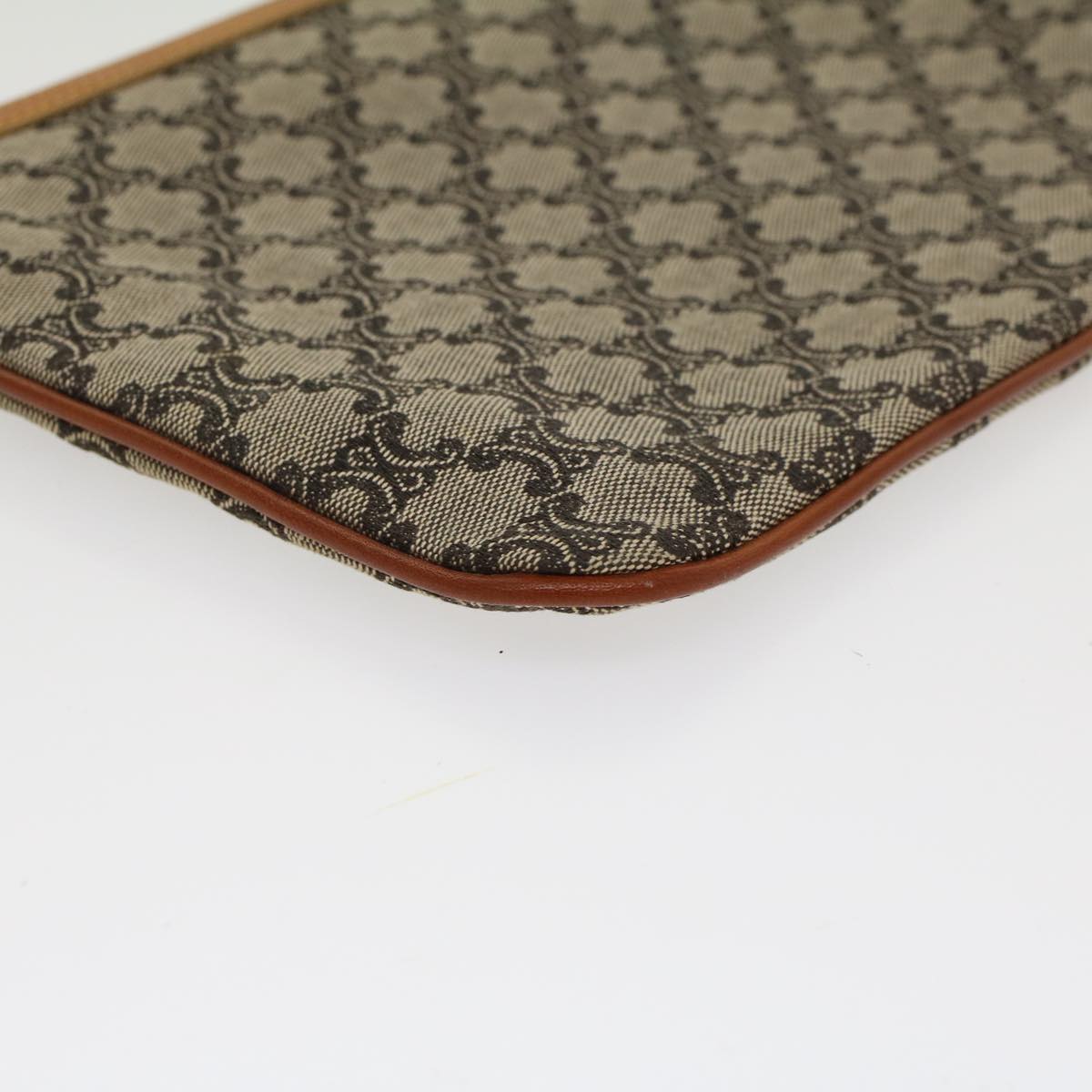 Celine Paris Macadam Clutch Bag Canvas Leather Beige Brown  45981