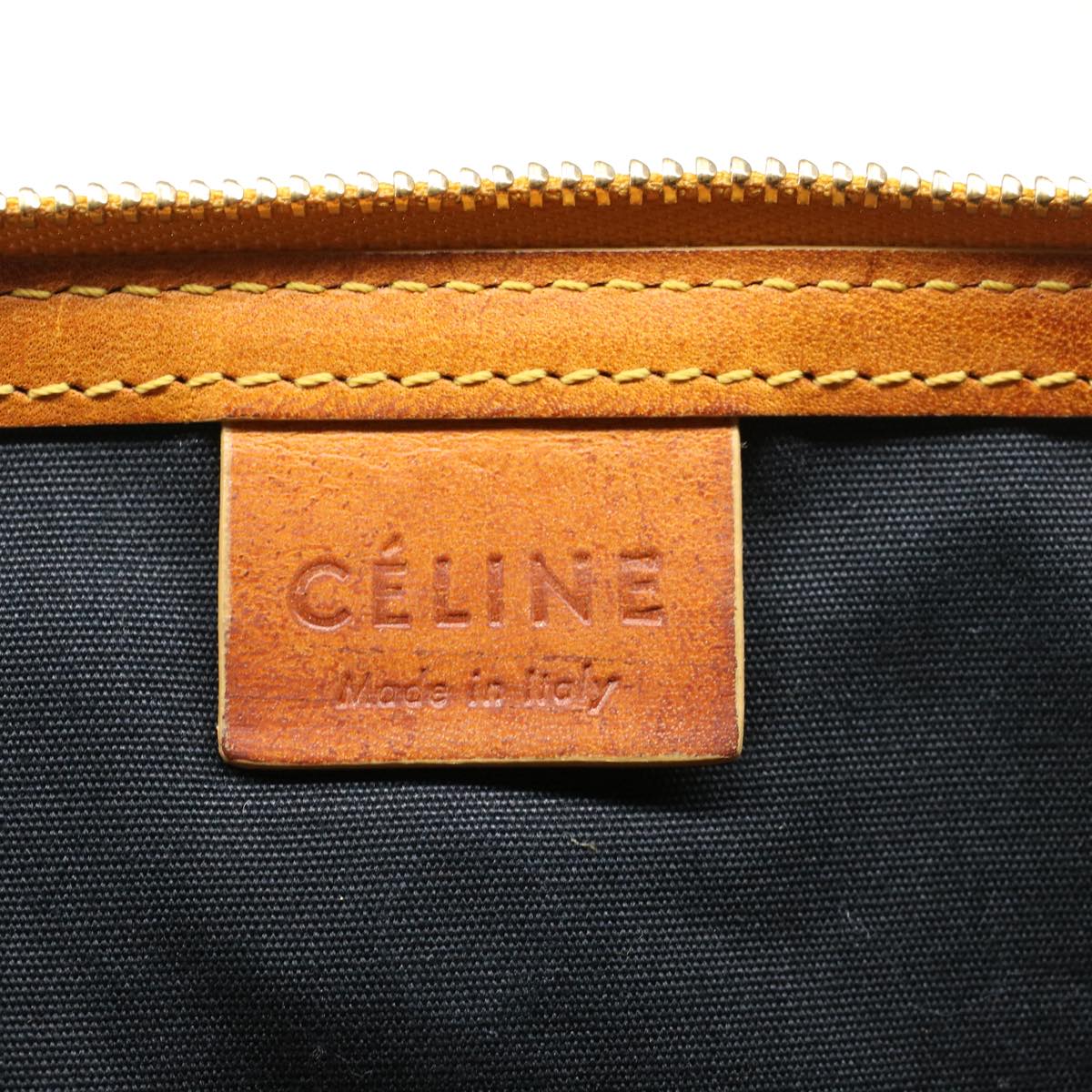 Celine Paris Macadam Clutch Bag Canvas Leather Beige Brown  45981