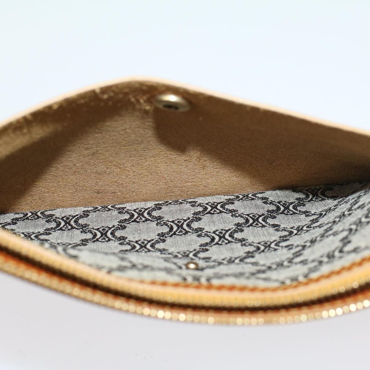 Celine Paris Macadam Clutch Bag Canvas Leather Beige Brown  45981