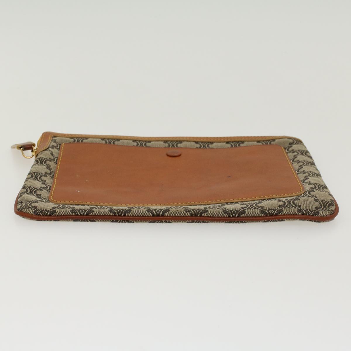 Celine Paris Macadam Clutch Bag Canvas Leather Beige Brown  45981