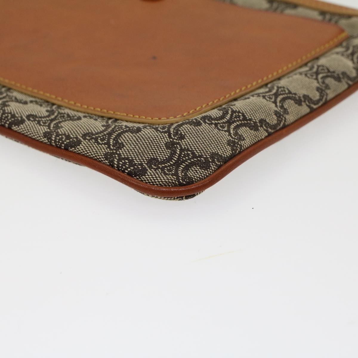 Celine Paris Macadam Clutch Bag Canvas Leather Beige Brown  45981