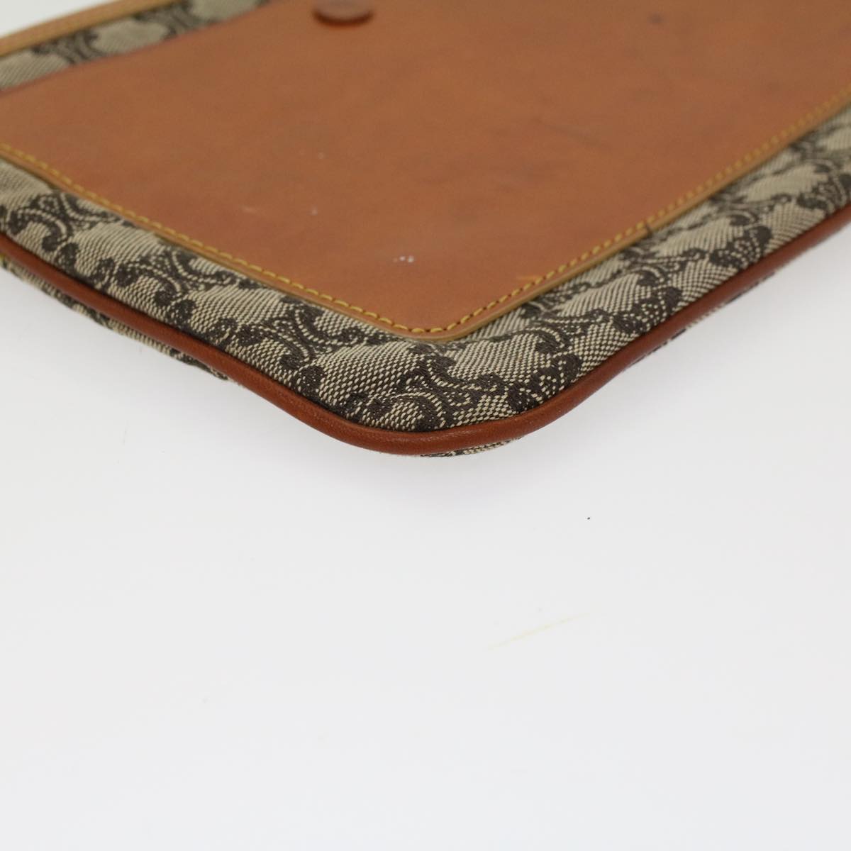 Celine Paris Macadam Clutch Bag Canvas Leather Beige Brown  45981