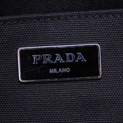 Prada Mini Canapa Convertible Canvas and Feather Tote Satchel