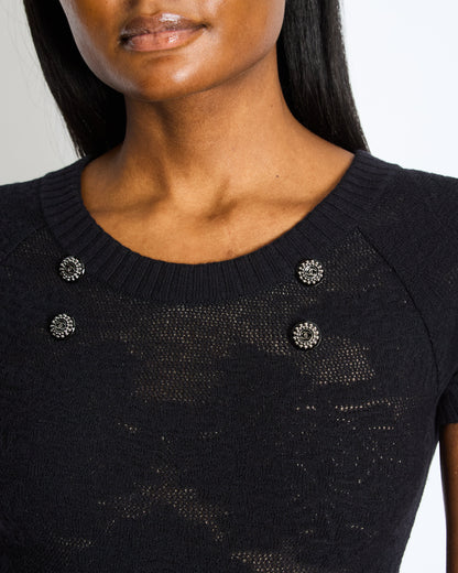 Chanel Black Wool Mini Dress with CC Buttons Detail Size FR 36 (UK 8)