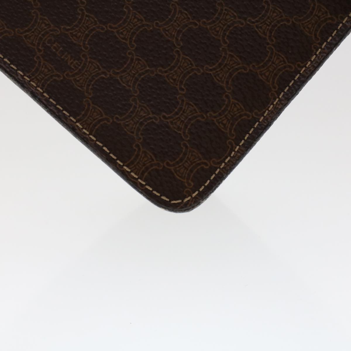 Celine Macadam Canvas Hand Bag PVC Leather 2way Brown  46306