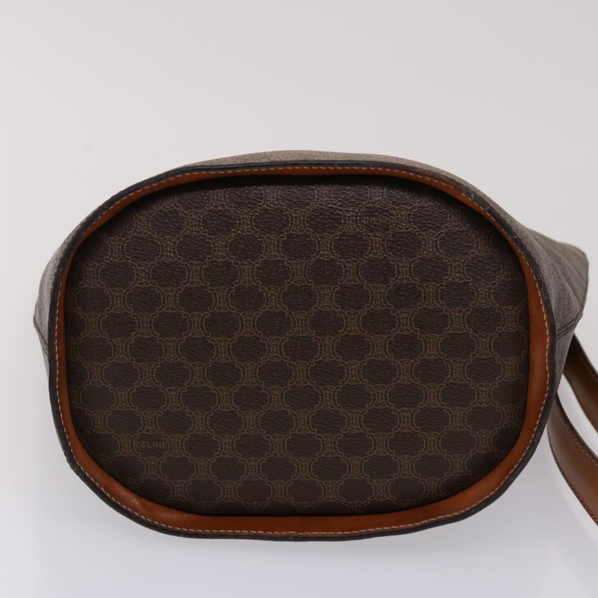 Celine Macadam Canvas Hand Bag PVC Leather Brown  46307