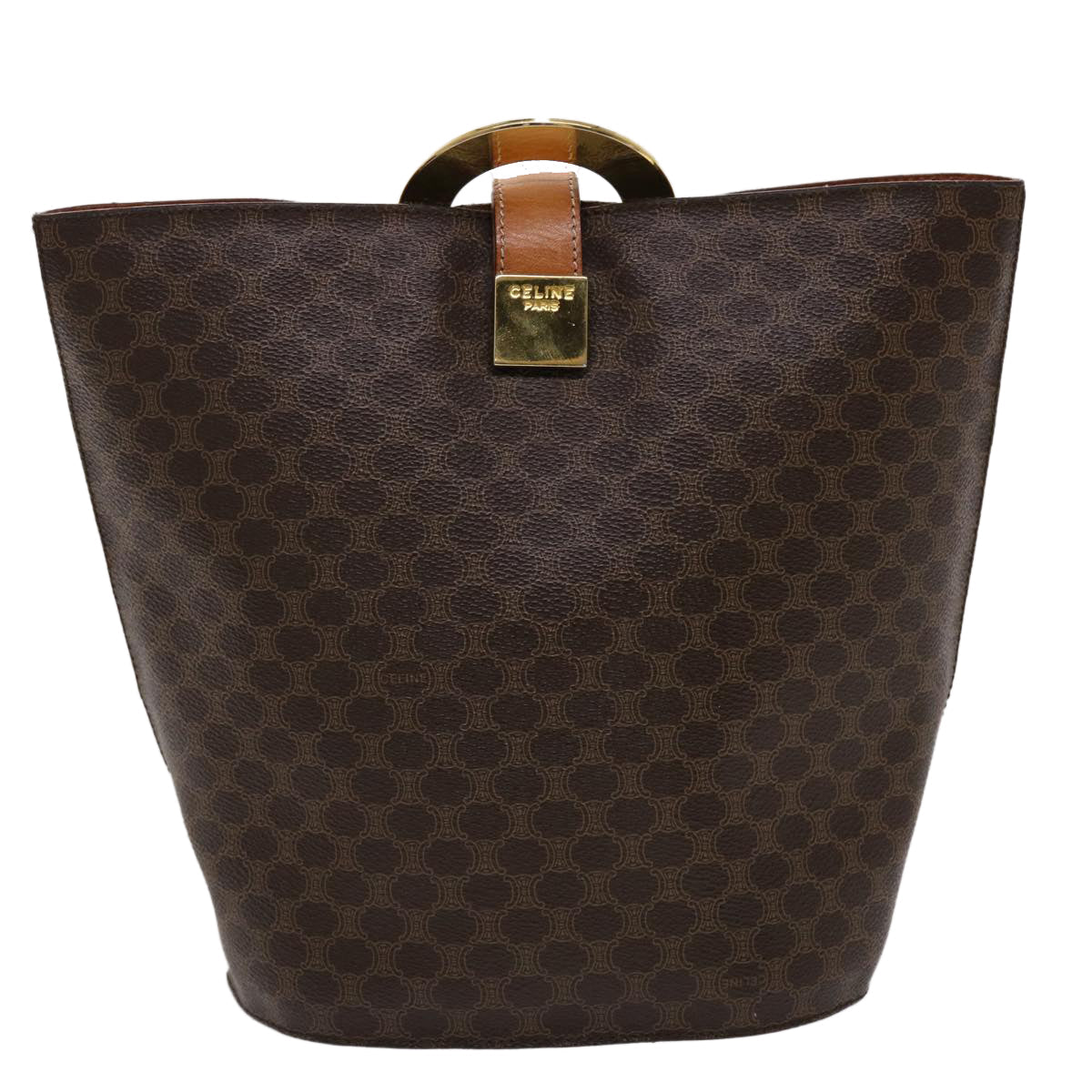 Celine Macadam Canvas Hand Bag PVC Leather Brown  46307