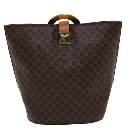 Celine Macadam Canvas Hand Bag PVC Leather Brown  46307