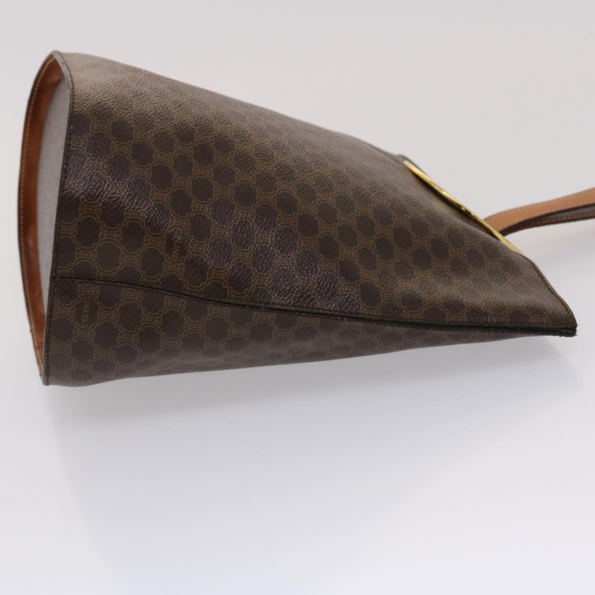 Celine Macadam Canvas Hand Bag PVC Leather Brown  46307