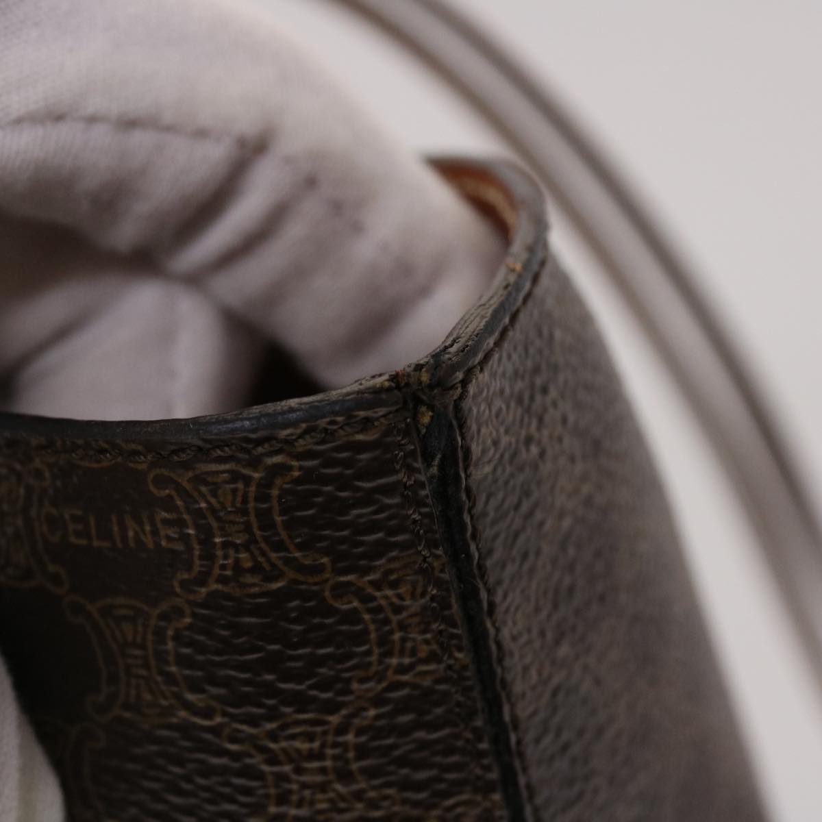 Celine Macadam Canvas Hand Bag PVC Leather Brown  46307