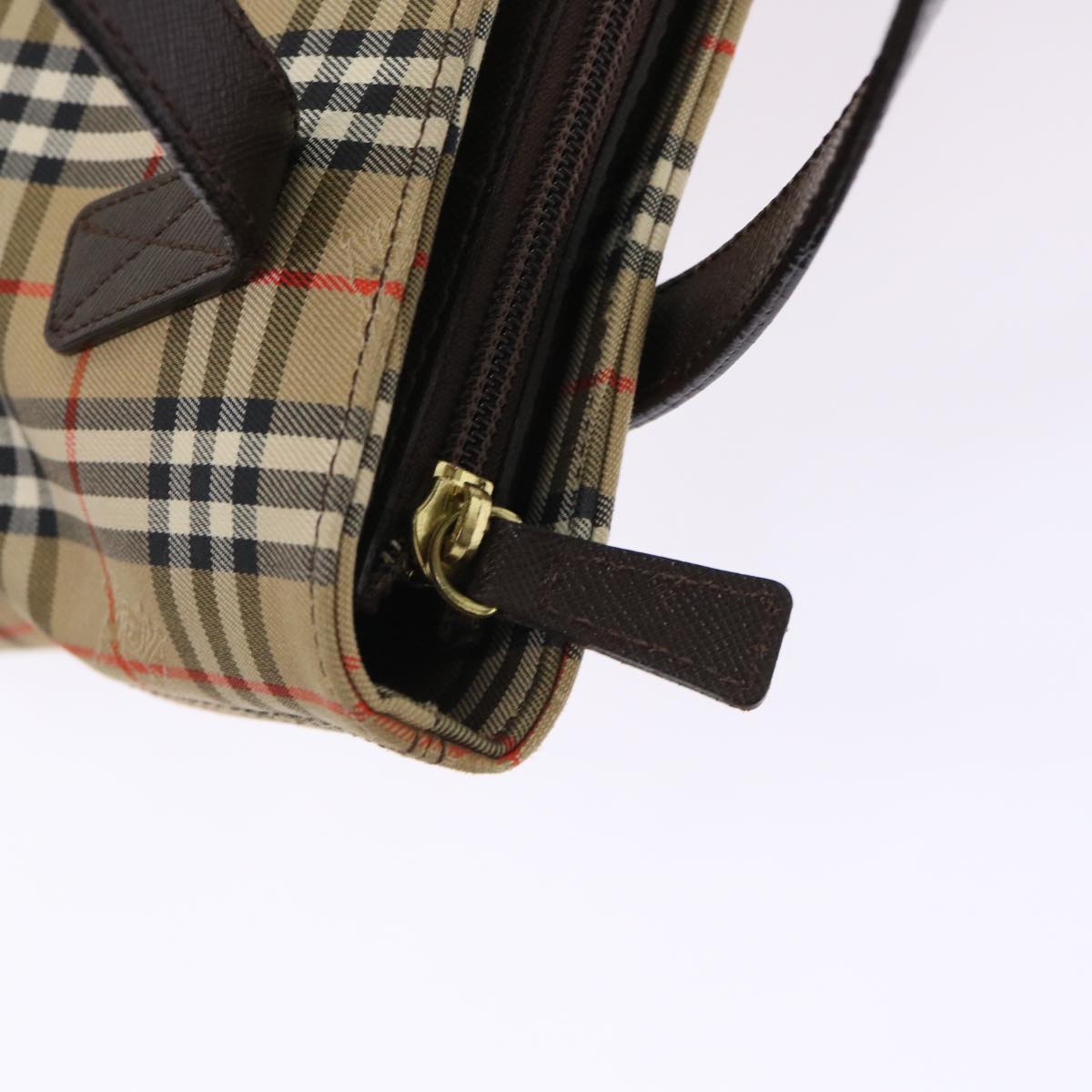 BurberrySs Nova Check Hand Bag Nylon Leather Beige Auth 46309